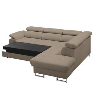 Ecksofa Keystone Strukturstoff - Cappuccino - Ottomane davorstehend rechts