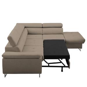 Ecksofa Keystone Strukturstoff - Cappuccino - Ottomane davorstehend rechts