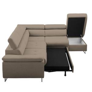 Ecksofa Keystone Strukturstoff - Cappuccino - Ottomane davorstehend rechts