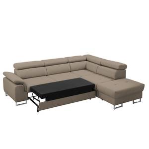 Ecksofa Keystone Strukturstoff - Cappuccino - Ottomane davorstehend rechts