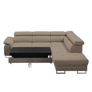 Ecksofa Keystone Strukturstoff - Cappuccino - Ottomane davorstehend rechts