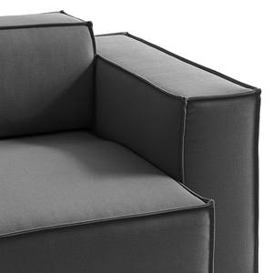 Hoekbank KINX met Longchair geweven stof - Stof Osta: Antraciet - Breedte: 260 cm - Longchair vooraanzicht links - Met zitdiepte verstelling