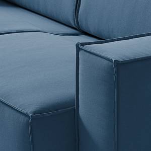 Canapé d’angle KINX méridienne Tissu - Tissu Osta: Bleu foncé - Largeur : 260 cm - Méridienne courte à gauche (vue de face) - Avec réglage de la profondeur d'assise