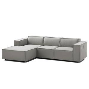 Ecksofa KINX mit Longchair Webstoff - Webstoff Osta: Graubraun - Breite: 260 cm - Longchair davorstehend links - Sitztiefenverstellung