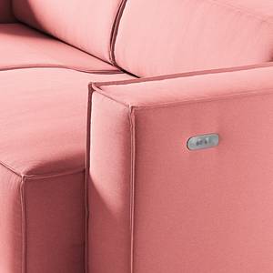Canapé d’angle KINX méridienne Tissu - Tissu Osta: Corail - Largeur : 260 cm - Méridienne courte à gauche (vue de face) - Avec réglage de la profondeur d'assise