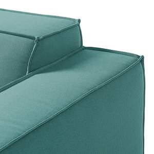 Canapé d’angle KINX méridienne Tissu - Tissu Osta: Pétrole - Largeur : 260 cm - Méridienne courte à gauche (vue de face) - Avec réglage de la profondeur d'assise