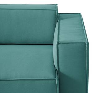 Canapé d’angle KINX méridienne Tissu - Tissu Osta: Pétrole - Largeur : 260 cm - Méridienne courte à gauche (vue de face) - Avec réglage de la profondeur d'assise