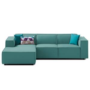 Ecksofa KINX mit Longchair Webstoff - Webstoff Osta: Petrol - Breite: 260 cm - Longchair davorstehend links - Keine Funktion