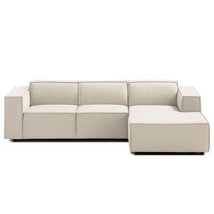 Ecksofa KINX mit Longchair Webstoff - Webstoff Osta: Altweiß - Breite: 260 cm - Longchair davorstehend rechts - Sitztiefenverstellung