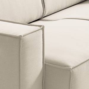 Canapé d’angle KINX méridienne Tissu - Tissu Osta: Blanc vieilli - Largeur : 260 cm - Méridienne courte à droite (vue de face) - Avec réglage de la profondeur d'assise