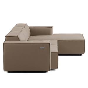 Ecksofa KINX mit Longchair Webstoff Osta: Cappuccino - Breite: 260 cm - Longchair davorstehend rechts - Sitztiefenverstellung