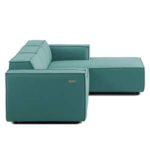 Ecksofa KINX mit Longchair Webstoff Osta: Petrol - Breite: 260 cm - Longchair davorstehend rechts - Sitztiefenverstellung