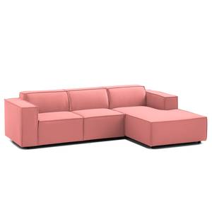 Ecksofa KINX mit Longchair Webstoff - Webstoff Osta: Koralle - Breite: 260 cm - Longchair davorstehend rechts - Keine Funktion