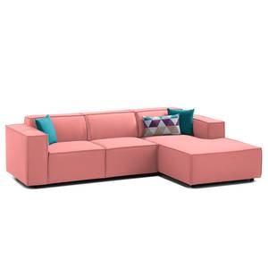 Ecksofa KINX mit Longchair Webstoff - Webstoff Osta: Koralle - Breite: 260 cm - Longchair davorstehend rechts - Keine Funktion