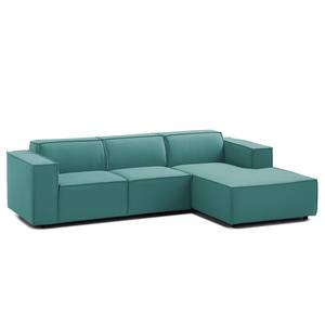 Ecksofa KINX mit Longchair Webstoff - Webstoff Osta: Petrol - Breite: 260 cm - Longchair davorstehend rechts - Keine Funktion