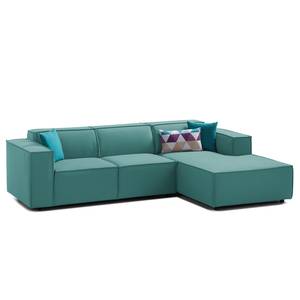 Ecksofa KINX mit Longchair Webstoff - Webstoff Osta: Petrol - Breite: 260 cm - Longchair davorstehend rechts - Keine Funktion