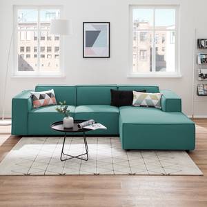 Ecksofa KINX mit Longchair Webstoff - Webstoff Osta: Petrol - Breite: 260 cm - Longchair davorstehend rechts - Keine Funktion