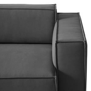 Canapé d’angle KINX méridienne Tissu - Tissu Osta: Anthracite - Largeur : 294 cm - Méridienne courte à gauche (vue de face) - Avec réglage de la profondeur d'assise