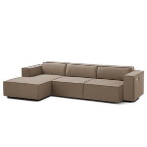 Ecksofa KINX mit Longchair Webstoff Osta: Cappuccino - Breite: 294 cm - Longchair davorstehend links - Sitztiefenverstellung