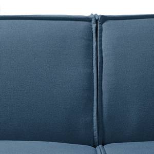 Hoekbank KINX met Longchair geweven stof - Stof Osta: Donkerblauw - Breedte: 294 cm - Longchair vooraanzicht links - Met zitdiepte verstelling