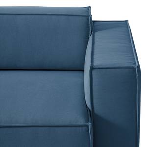 Hoekbank KINX met Longchair geweven stof - Stof Osta: Donkerblauw - Breedte: 294 cm - Longchair vooraanzicht links - Met zitdiepte verstelling