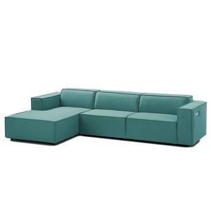 Ecksofa KINX mit Longchair Webstoff Osta: Petrol - Breite: 294 cm - Longchair davorstehend links - Sitztiefenverstellung