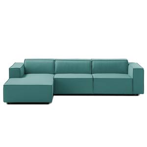 Ecksofa KINX mit Longchair Webstoff Osta: Petrol - Breite: 294 cm - Longchair davorstehend links - Sitztiefenverstellung