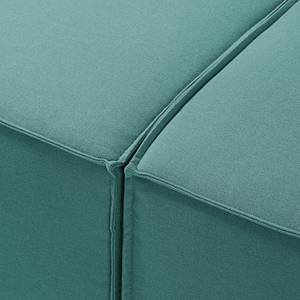 Canapé d’angle KINX méridienne Tissu - Tissu Osta: Pétrole - Largeur : 294 cm - Méridienne courte à droite (vue de face) - Avec réglage de la profondeur d'assise