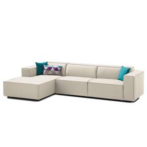 Ecksofa KINX mit Longchair Webstoff - Webstoff Osta: Altweiß - Breite: 294 cm - Longchair davorstehend links - Keine Funktion