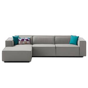 Ecksofa KINX mit Longchair Webstoff - Webstoff Osta: Graubraun - Breite: 294 cm - Longchair davorstehend links - Keine Funktion