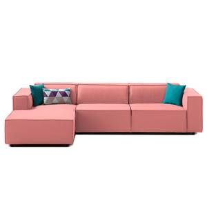 Ecksofa KINX mit Longchair Webstoff - Webstoff Osta: Koralle - Breite: 294 cm - Longchair davorstehend links - Keine Funktion