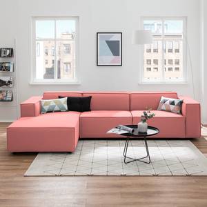 Ecksofa KINX mit Longchair Webstoff - Webstoff Osta: Koralle - Breite: 294 cm - Longchair davorstehend links - Keine Funktion