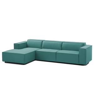 Ecksofa KINX mit Longchair Webstoff - Webstoff Osta: Petrol - Breite: 294 cm - Longchair davorstehend links - Keine Funktion