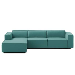 Ecksofa KINX mit Longchair Webstoff - Webstoff Osta: Petrol - Breite: 294 cm - Longchair davorstehend links - Keine Funktion