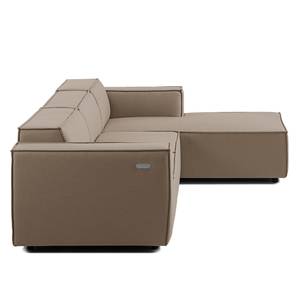 Ecksofa KINX mit Longchair Webstoff Osta: Cappuccino - Breite: 294 cm - Longchair davorstehend rechts - Sitztiefenverstellung