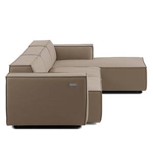 Ecksofa KINX mit Longchair Webstoff Osta: Cappuccino - Breite: 294 cm - Longchair davorstehend rechts - Sitztiefenverstellung