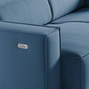Canapé d’angle KINX méridienne Tissu - Tissu Osta: Bleu foncé - Largeur : 294 cm - Méridienne courte à droite (vue de face) - Avec réglage de la profondeur d'assise
