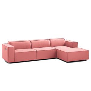 Ecksofa KINX mit Longchair Webstoff Osta: Koralle - Breite: 294 cm - Longchair davorstehend rechts - Sitztiefenverstellung