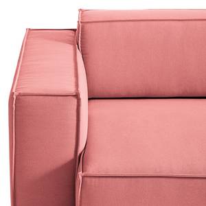 Canapé d’angle KINX méridienne Tissu - Tissu Osta: Corail - Largeur : 294 cm - Méridienne courte à droite (vue de face) - Avec réglage de la profondeur d'assise