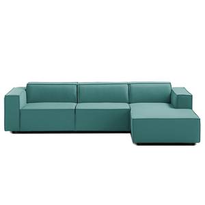 Ecksofa KINX mit Longchair Webstoff Osta: Petrol - Breite: 294 cm - Longchair davorstehend rechts - Sitztiefenverstellung