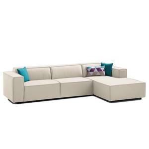 Ecksofa KINX mit Longchair Webstoff - Webstoff Osta: Altweiß - Breite: 294 cm - Longchair davorstehend rechts - Keine Funktion