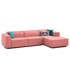 Ecksofa KINX mit Longchair Webstoff - Webstoff Osta: Koralle - Breite: 294 cm - Longchair davorstehend rechts - Keine Funktion