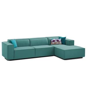 Ecksofa KINX mit Longchair Webstoff - Webstoff Osta: Petrol - Breite: 294 cm - Longchair davorstehend rechts - Keine Funktion