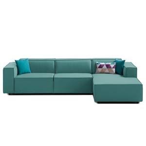 Ecksofa KINX mit Longchair Webstoff - Webstoff Osta: Petrol - Breite: 294 cm - Longchair davorstehend rechts - Keine Funktion