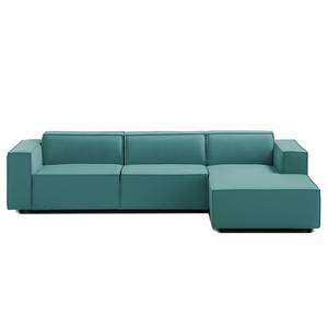 Ecksofa KINX mit Longchair Webstoff - Webstoff Osta: Petrol - Breite: 294 cm - Longchair davorstehend rechts - Keine Funktion