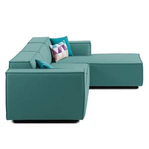 Ecksofa KINX mit Longchair Webstoff - Webstoff Osta: Petrol - Breite: 294 cm - Longchair davorstehend rechts - Keine Funktion