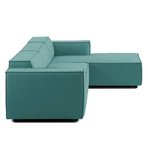 Ecksofa KINX mit Longchair Webstoff - Webstoff Osta: Petrol - Breite: 294 cm - Longchair davorstehend rechts - Keine Funktion