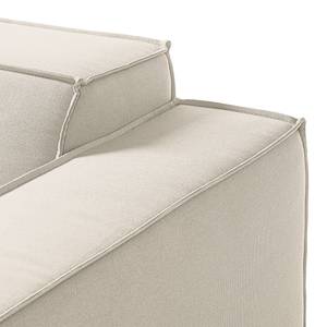 Canapé d’angle KINX ottomane Tissu - Tissu Osta: Blanc vieilli - Méridienne longue à droite (vue de face) - Avec réglage de la profondeur d'assise