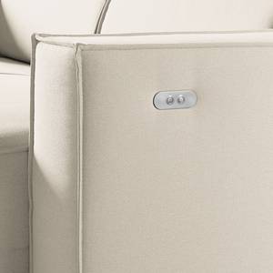Canapé d’angle KINX ottomane Tissu - Tissu Osta: Blanc vieilli - Méridienne longue à gauche (vue de face) - Avec réglage de la profondeur d'assise