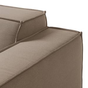 Canapé d’angle KINX ottomane Tissu - Tissu Osta: Cappuccino - Méridienne longue à droite (vue de face) - Avec réglage de la profondeur d'assise
